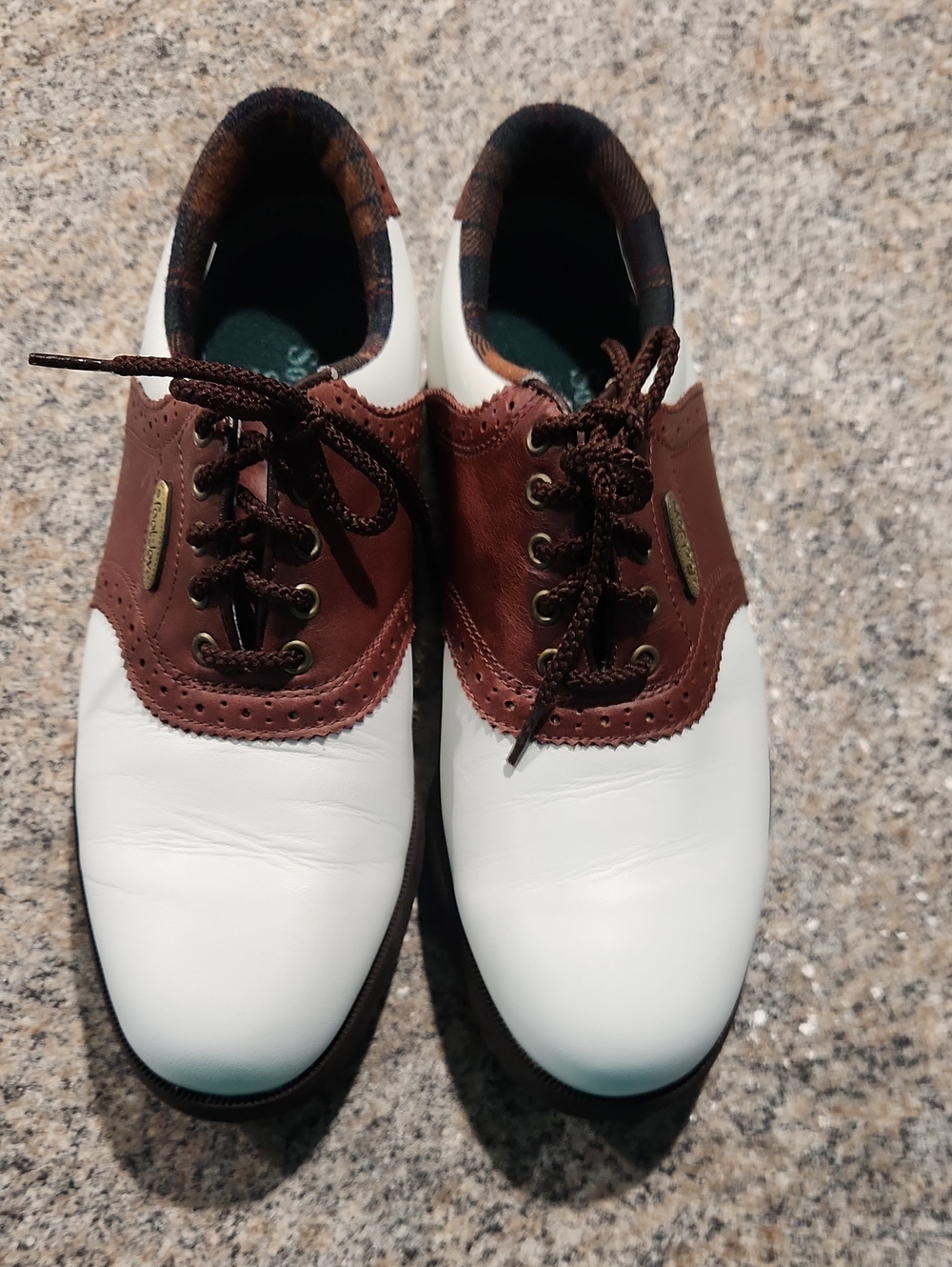 FootJoy Soft-Joys Sierra Women’s White & Brown Saddle Golf Shoes Size 6.5 - Picture 2 of 9
